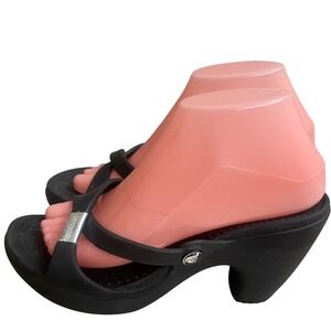 Crocs Cyprus iv High Wedge Thong Sandals Black Womens Size 9 Comfortable Casual
